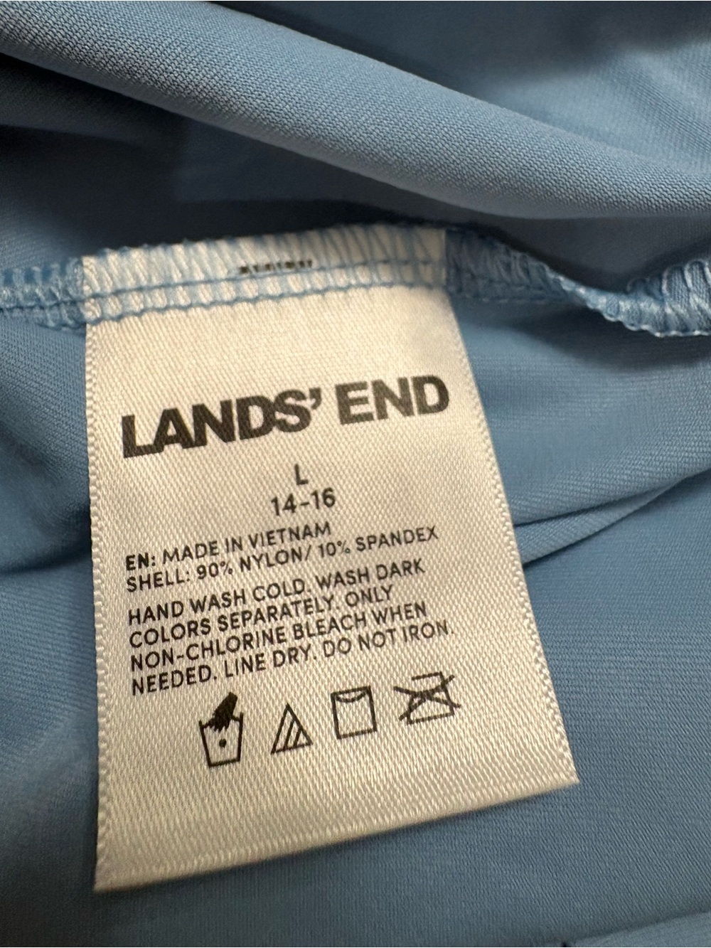 Lands' End Women's Light Blue Long Sleeve Swim Rash/Sun Guard Top - Picture 7 of 10